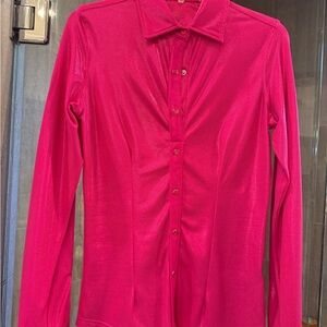 Ranch Dress’n Pink iridescent sparkle performance rodeo shirt